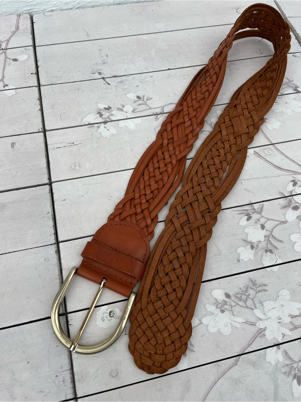 Braided Brown Leather Belt - Woven Style